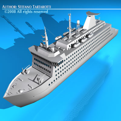Ferryboat2 cruise ship in water 3D model_3