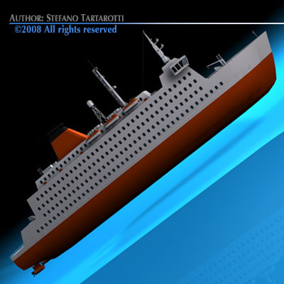 Ferryboat2 cruise ship in water 3D model_4