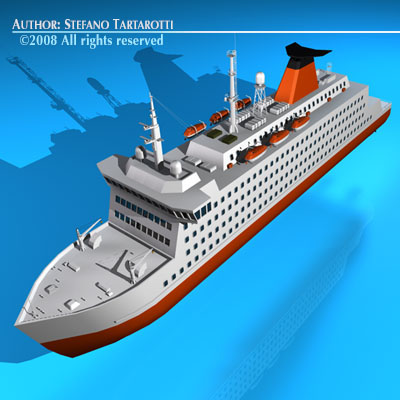 Ferryboat2 cruise ship in water 3D model_6