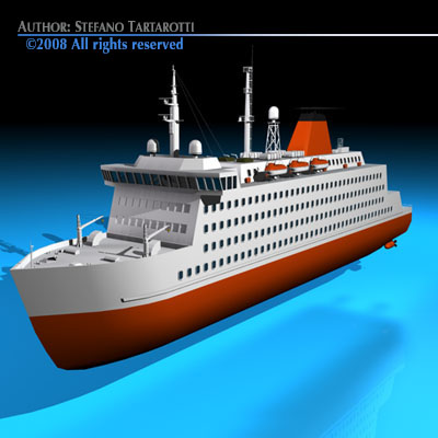 Ferryboat2 cruise ship in water 3D model_2