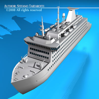 Ferryboat2 cruise ship in water 3D model_1
