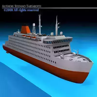 Ferryboat2 cruise ship in water 3D model
