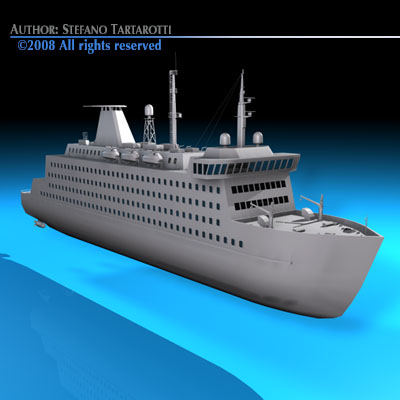 Ferryboat2 cruise ship in water 3D model_7