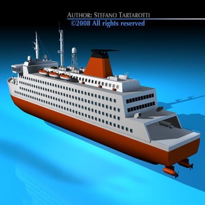 Ferryboat2 cruise ship in water 3D model_5