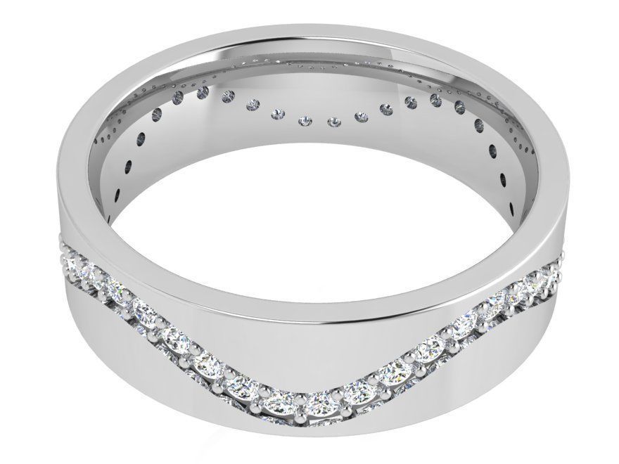 Wave Diamond Row Ring 4401 3D print model_4