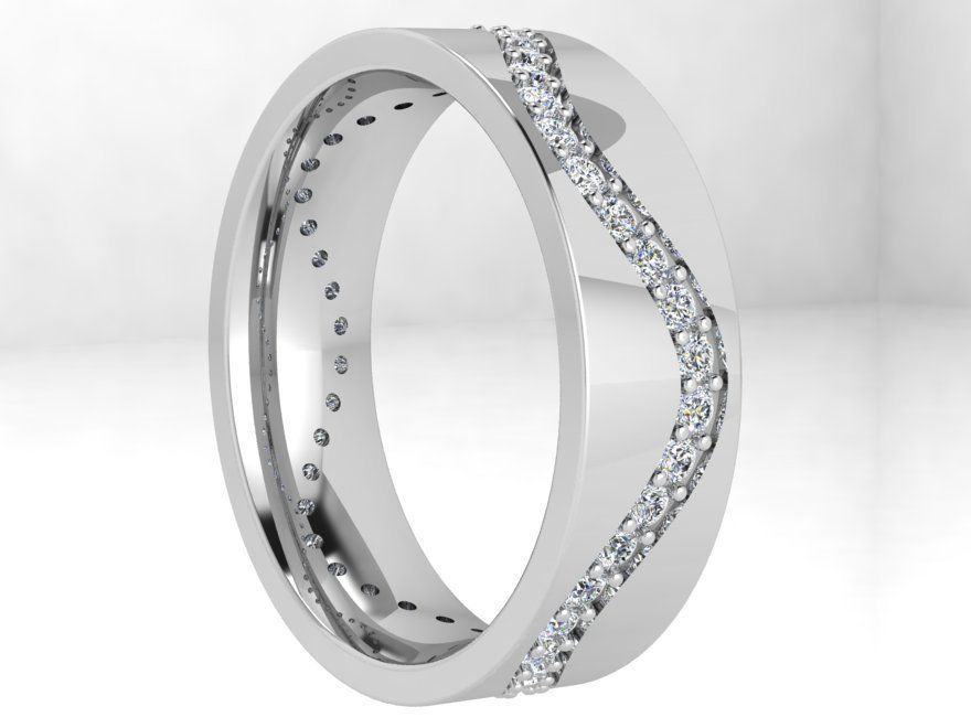 Wave Diamond Row Ring 4401 3D print model_3