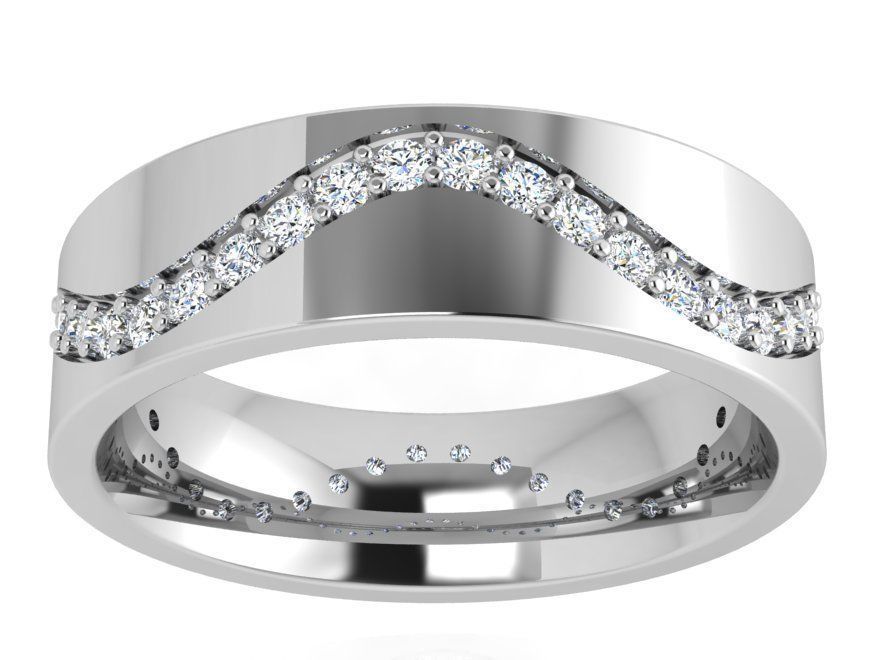 Wave Diamond Row Ring 4401 3D print model_2