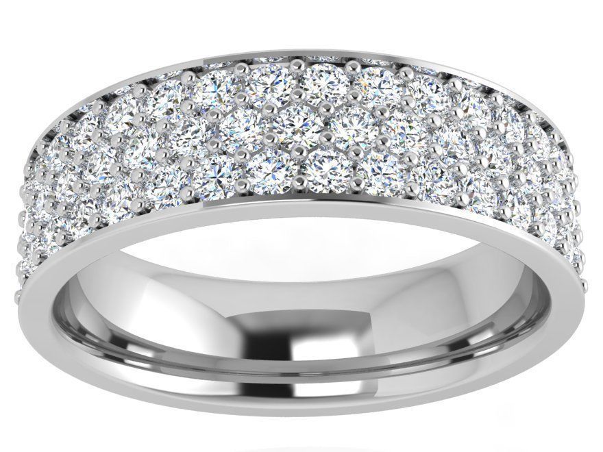 3 Row Diamond Ring 4402 3D print model_2