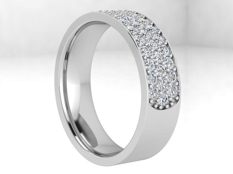 3 Row Diamond Ring 4402 3D print model_3