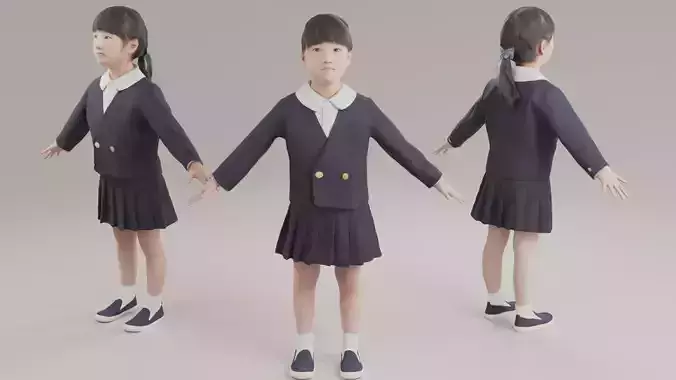 Asian student girl-247 Emi Low-poly 3D model