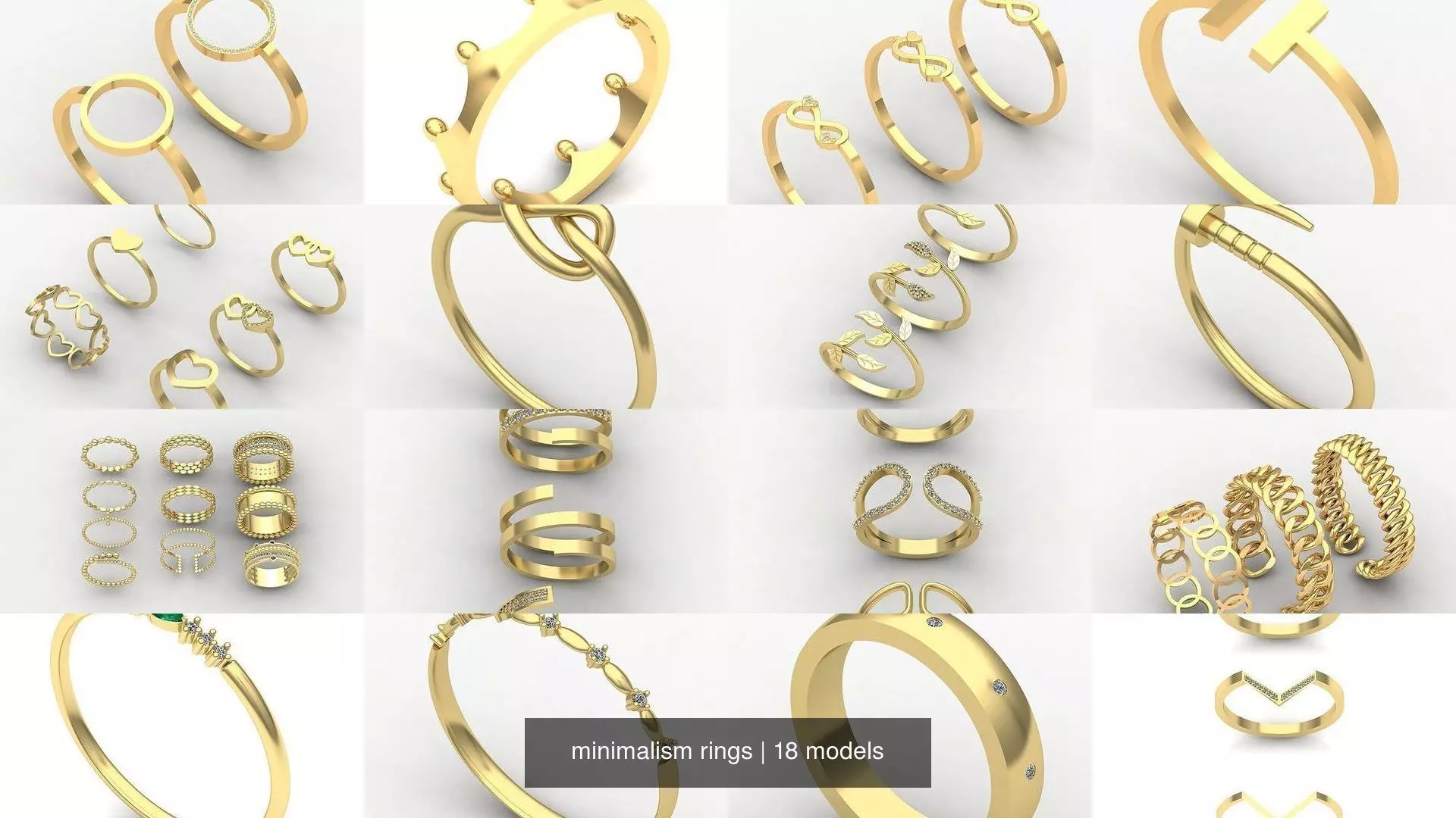 minimalism rings 3D Model Collection_1