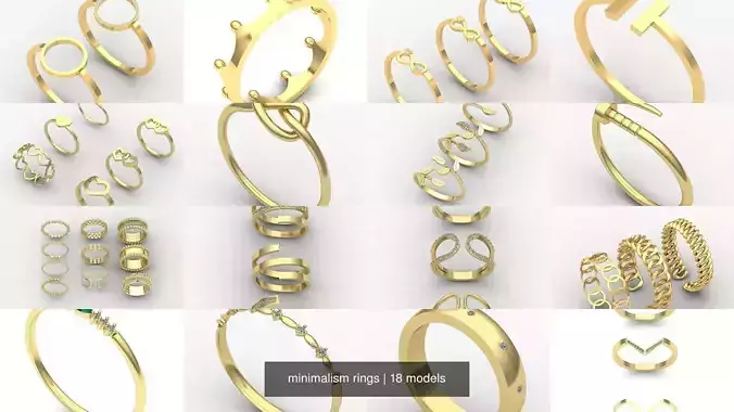minimalism rings 3D Model Collection