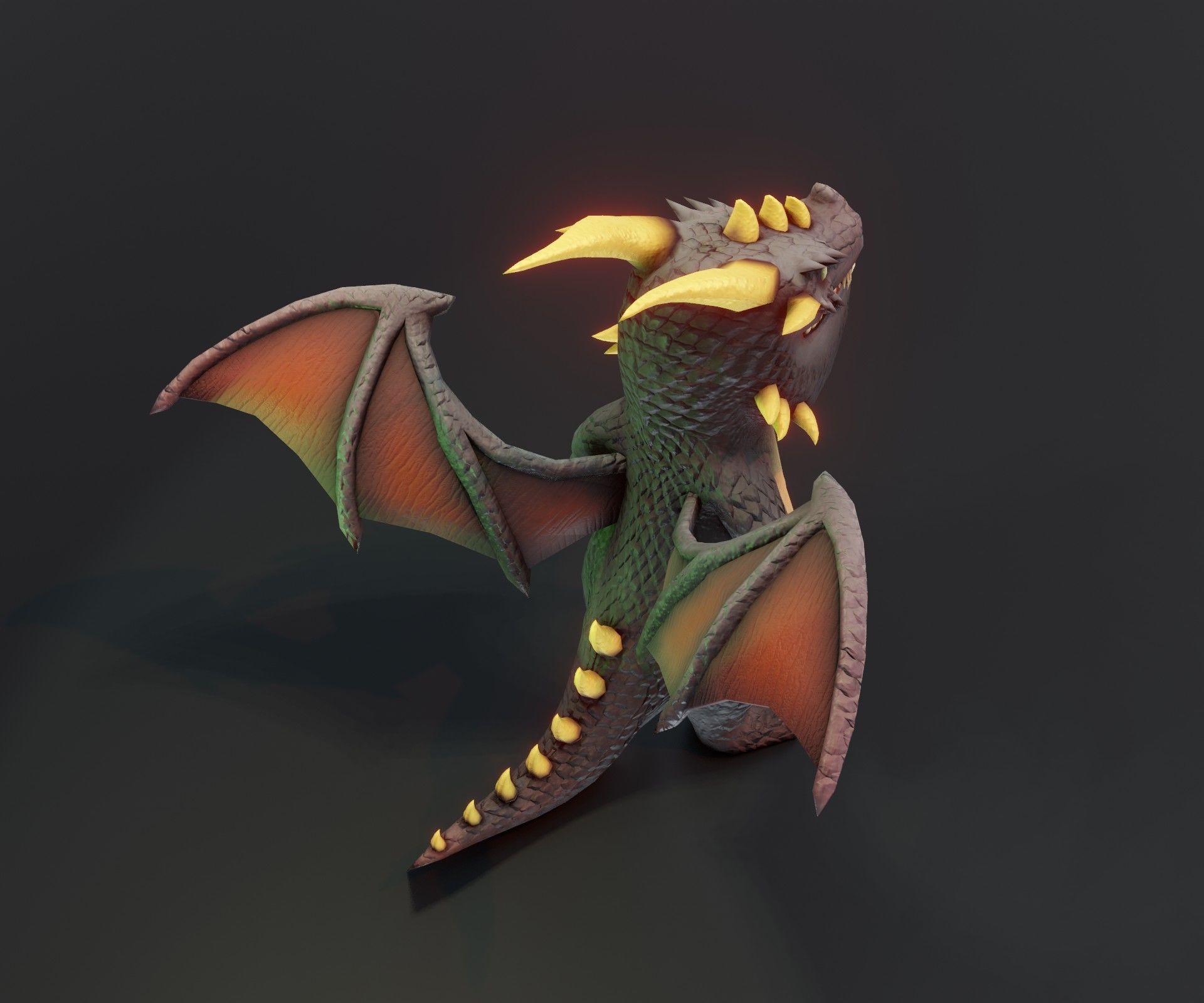 Cartoon Black Dragon 3D Model Low-poly 3D model_6