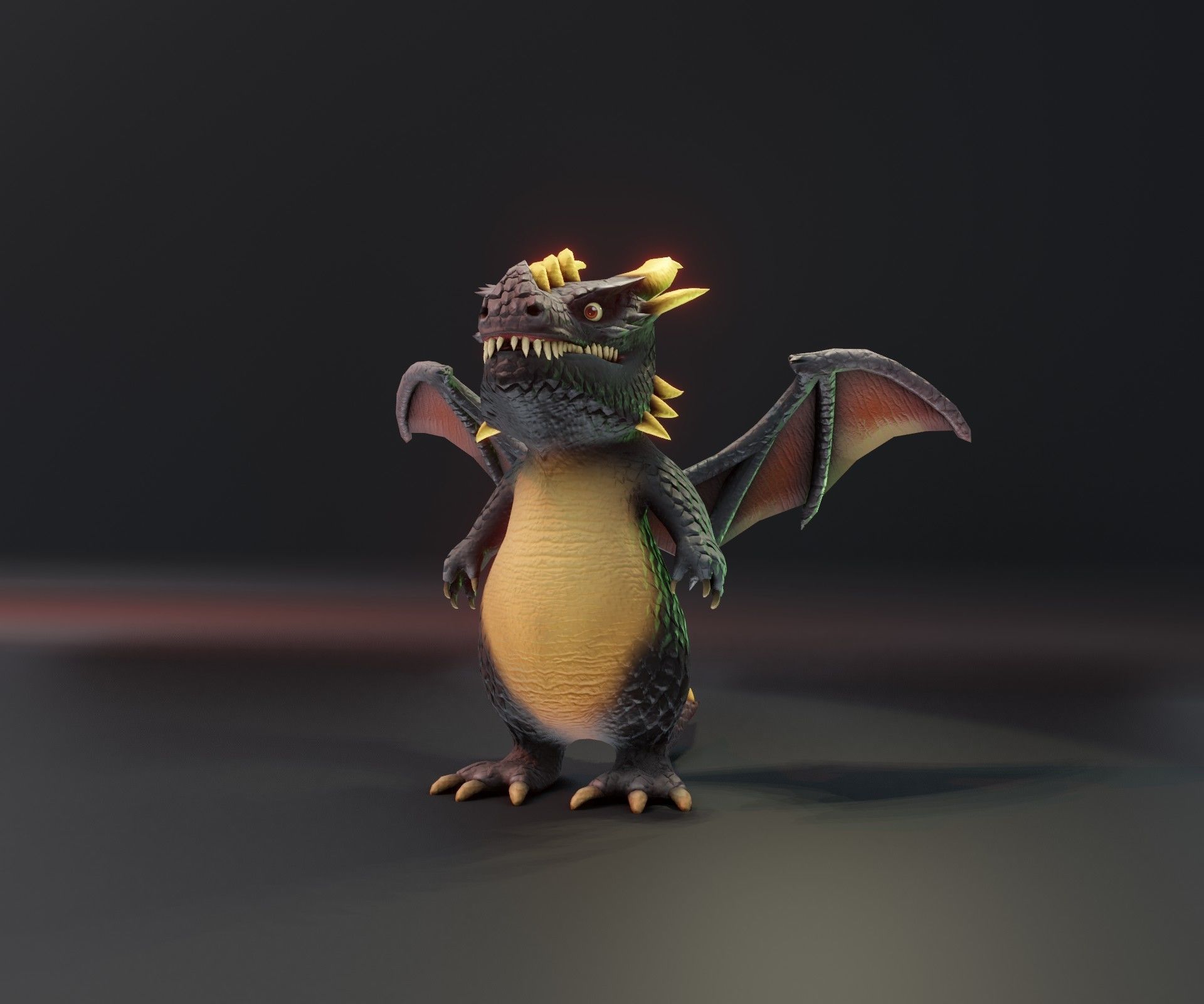Cartoon Black Dragon 3D Model Low-poly 3D model_17