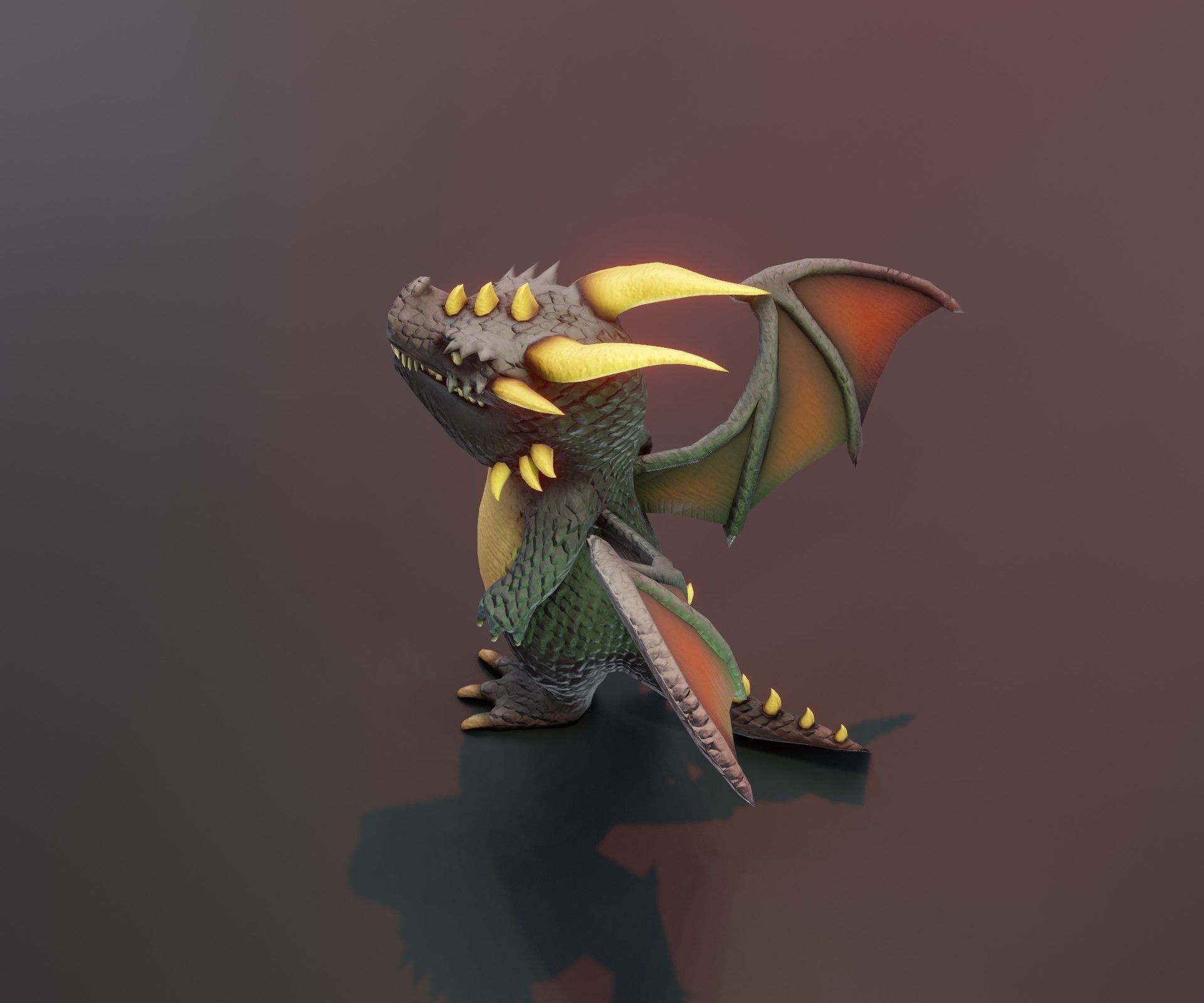 Cartoon Black Dragon 3D Model Low-poly 3D model_11
