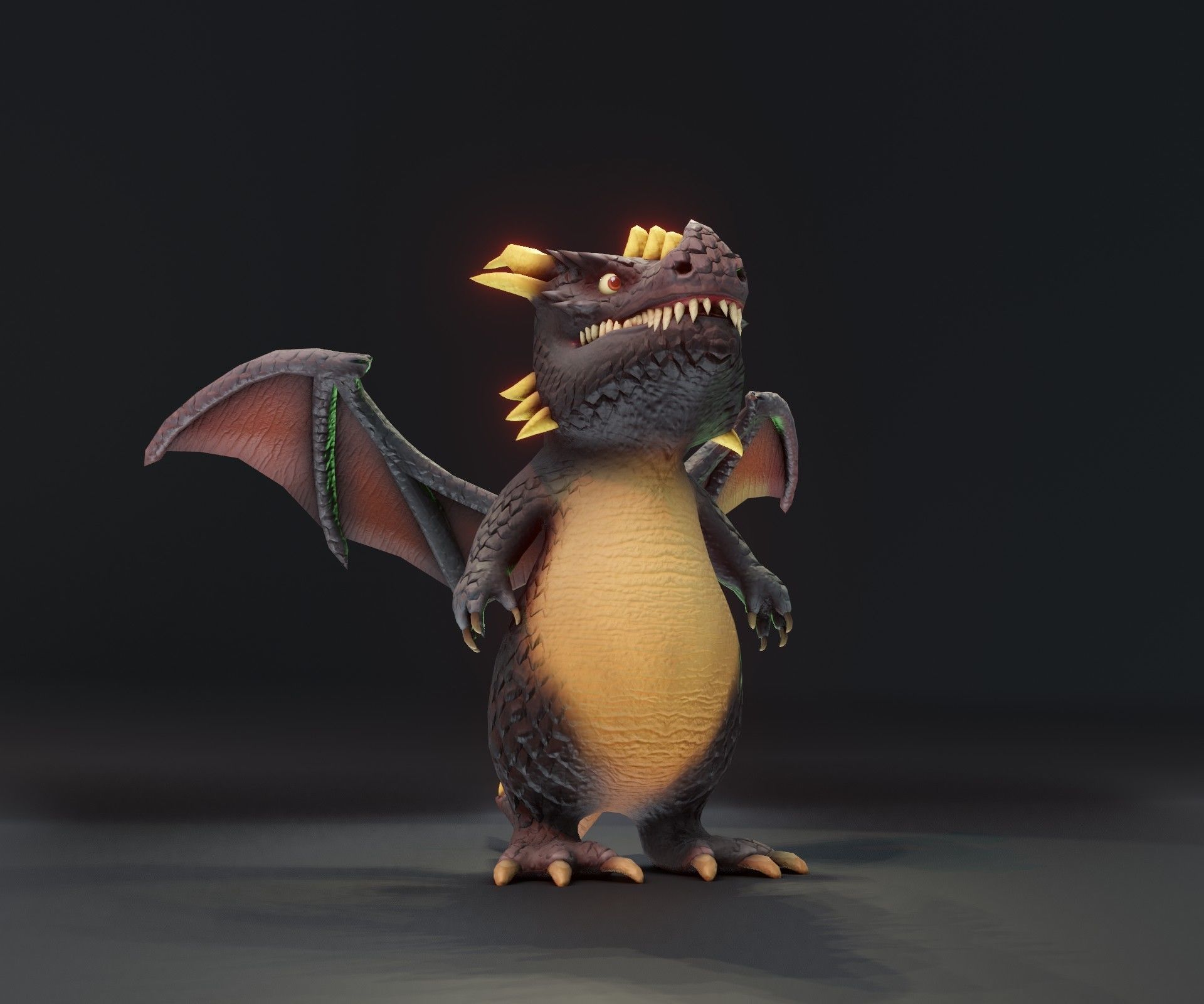 Cartoon Black Dragon 3D Model Low-poly 3D model_9