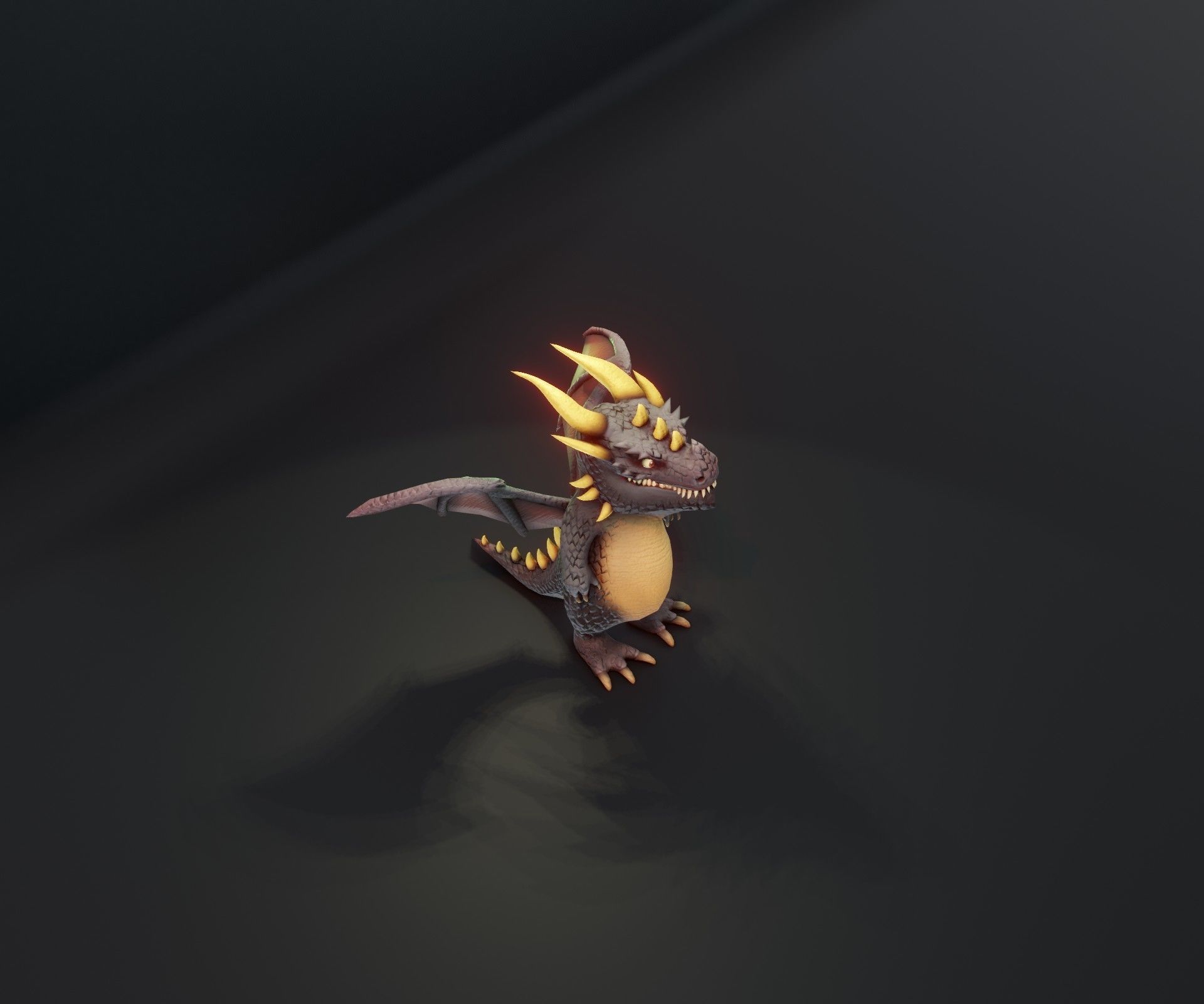 Cartoon Black Dragon 3D Model Low-poly 3D model_15