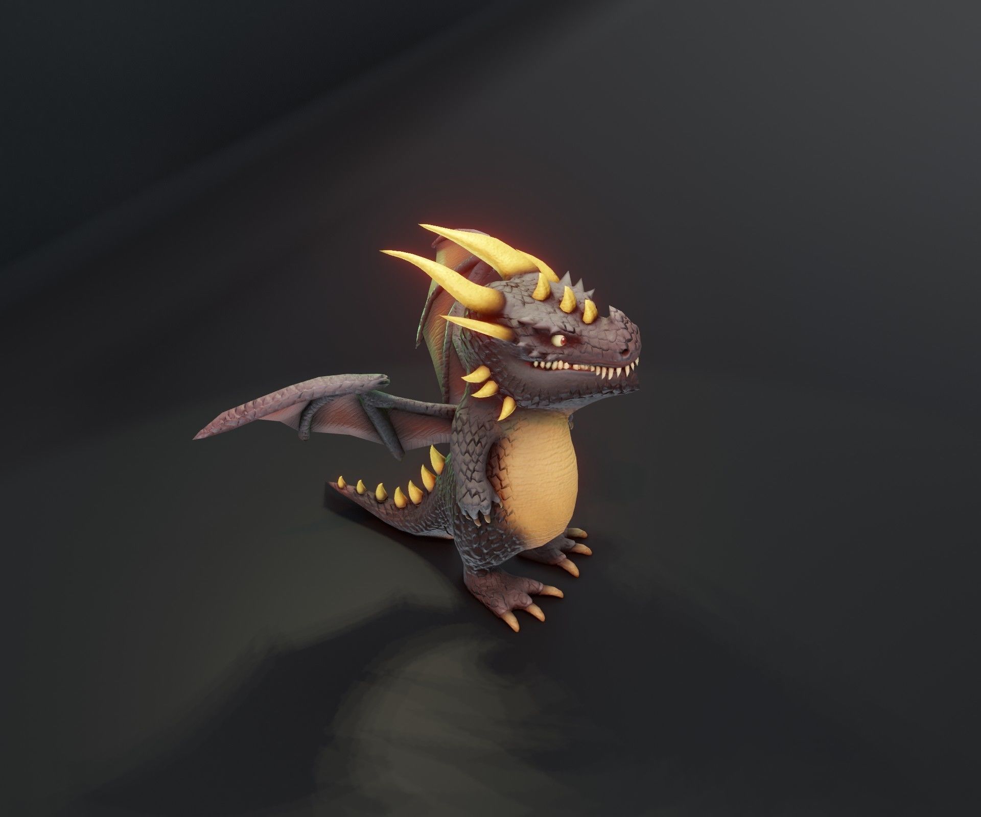 Cartoon Black Dragon 3D Model Low-poly 3D model_13