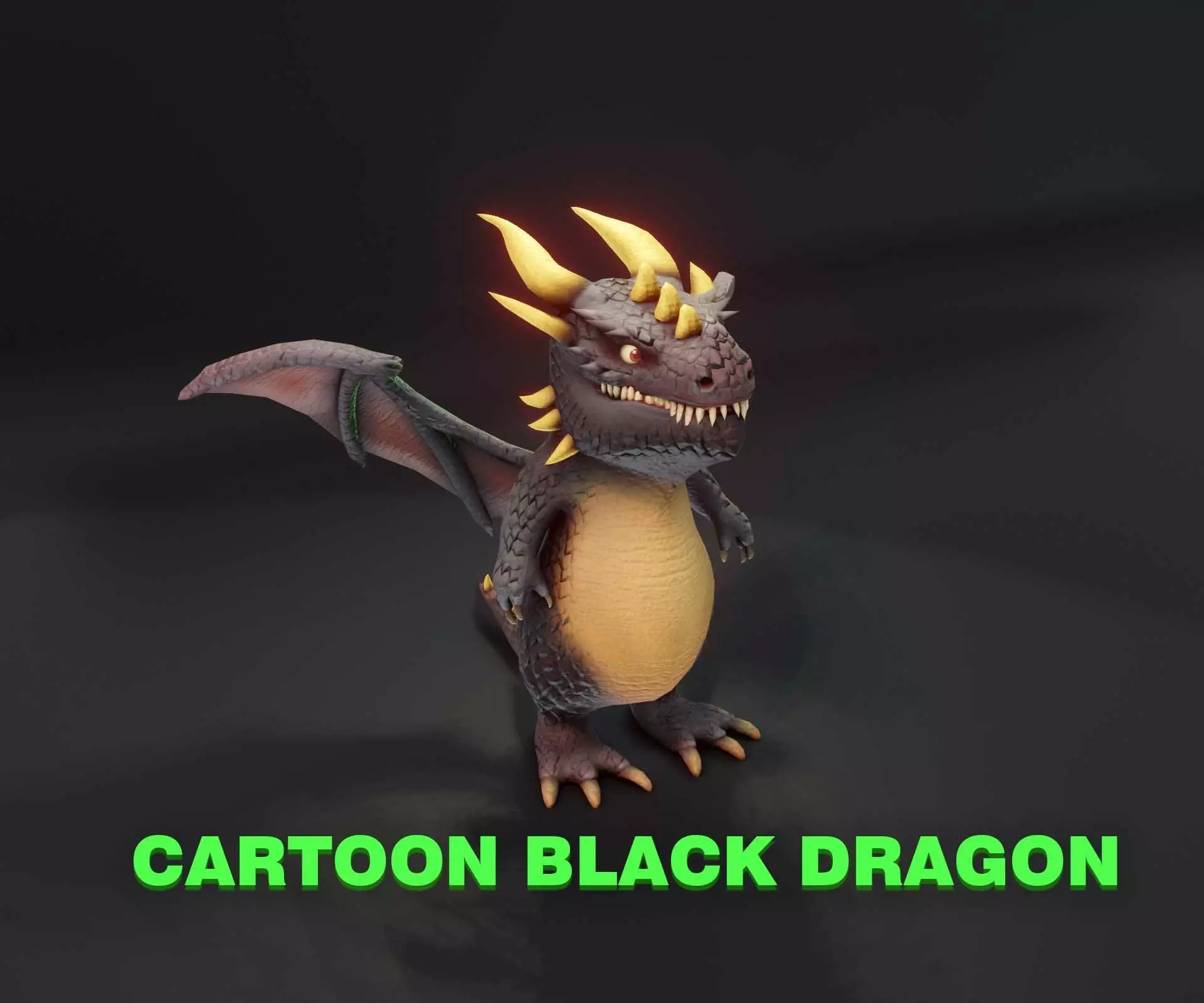 Cartoon Black Dragon 3D Model Low-poly 3D model_0