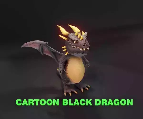 Cartoon Black Dragon 3D Model Low-poly 3D model Cartoon Black Dragon 3D Model Low-poly 3D model