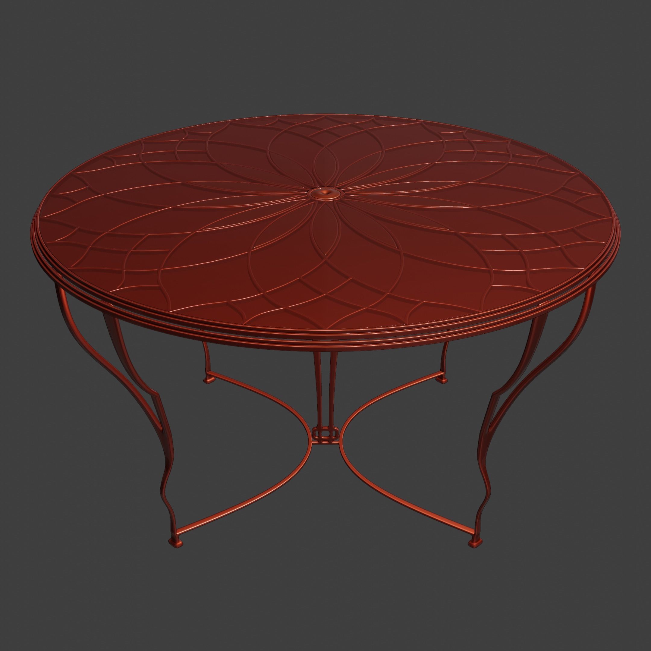 Table -Art Deco Old Flower Design 3D model_5