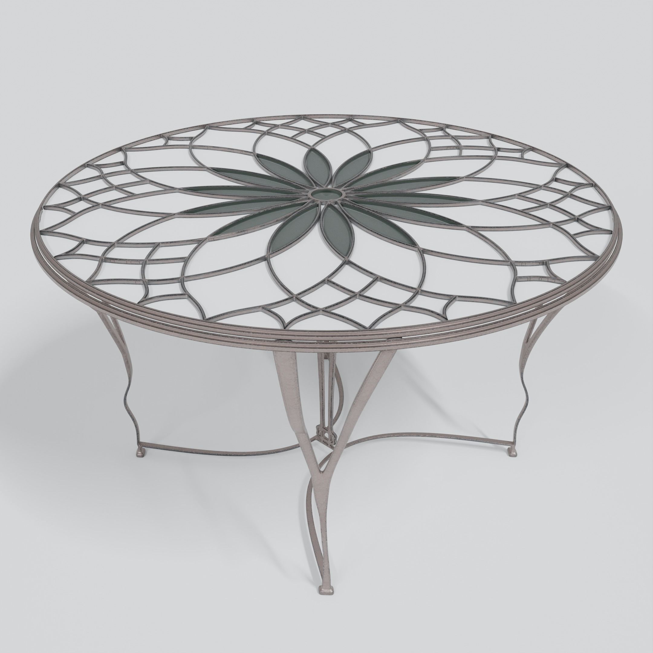 Table -Art Deco Old Flower Design 3D model_1