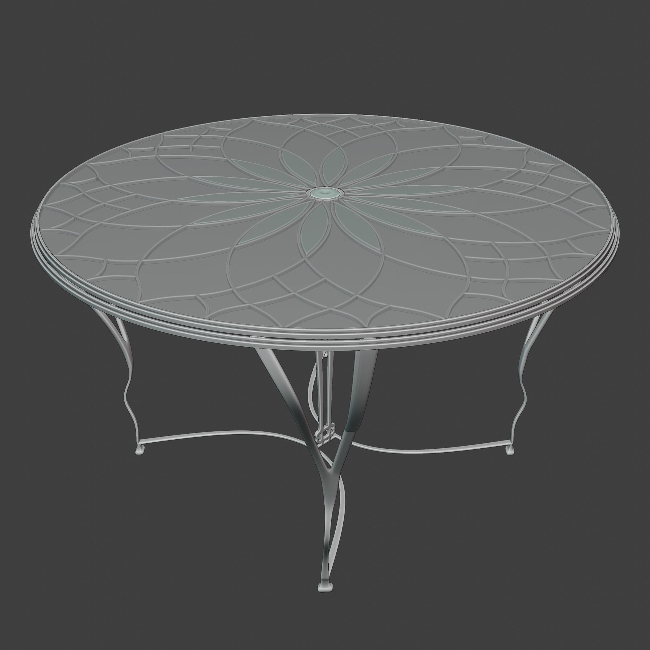Table -Art Deco Old Flower Design 3D model_8