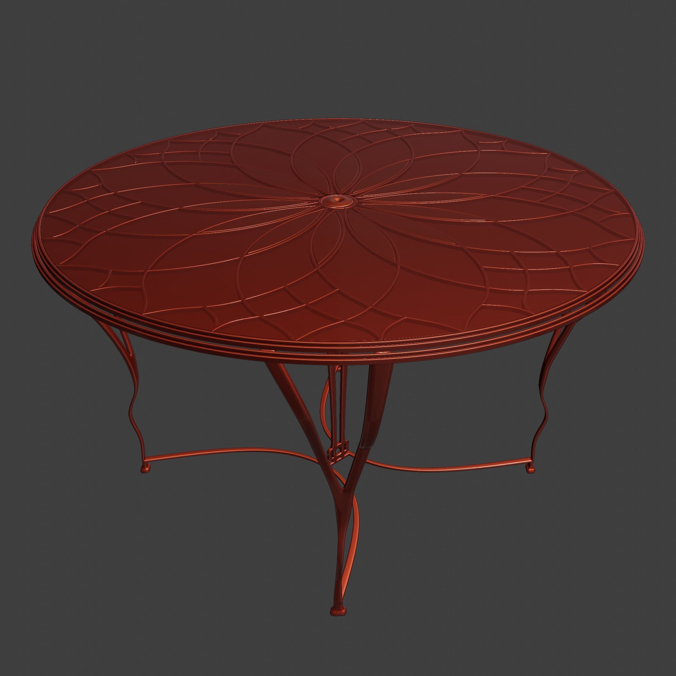 Table -Art Deco Old Flower Design 3D model_9