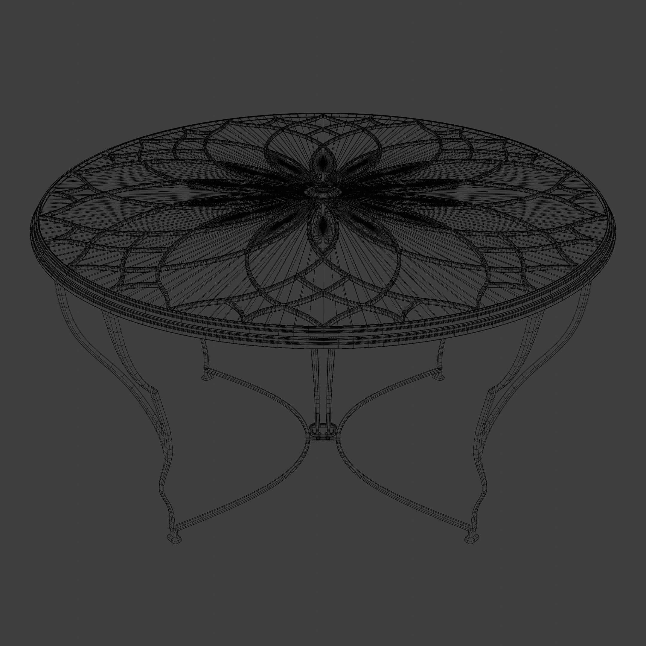 Table -Art Deco Old Flower Design 3D model_7