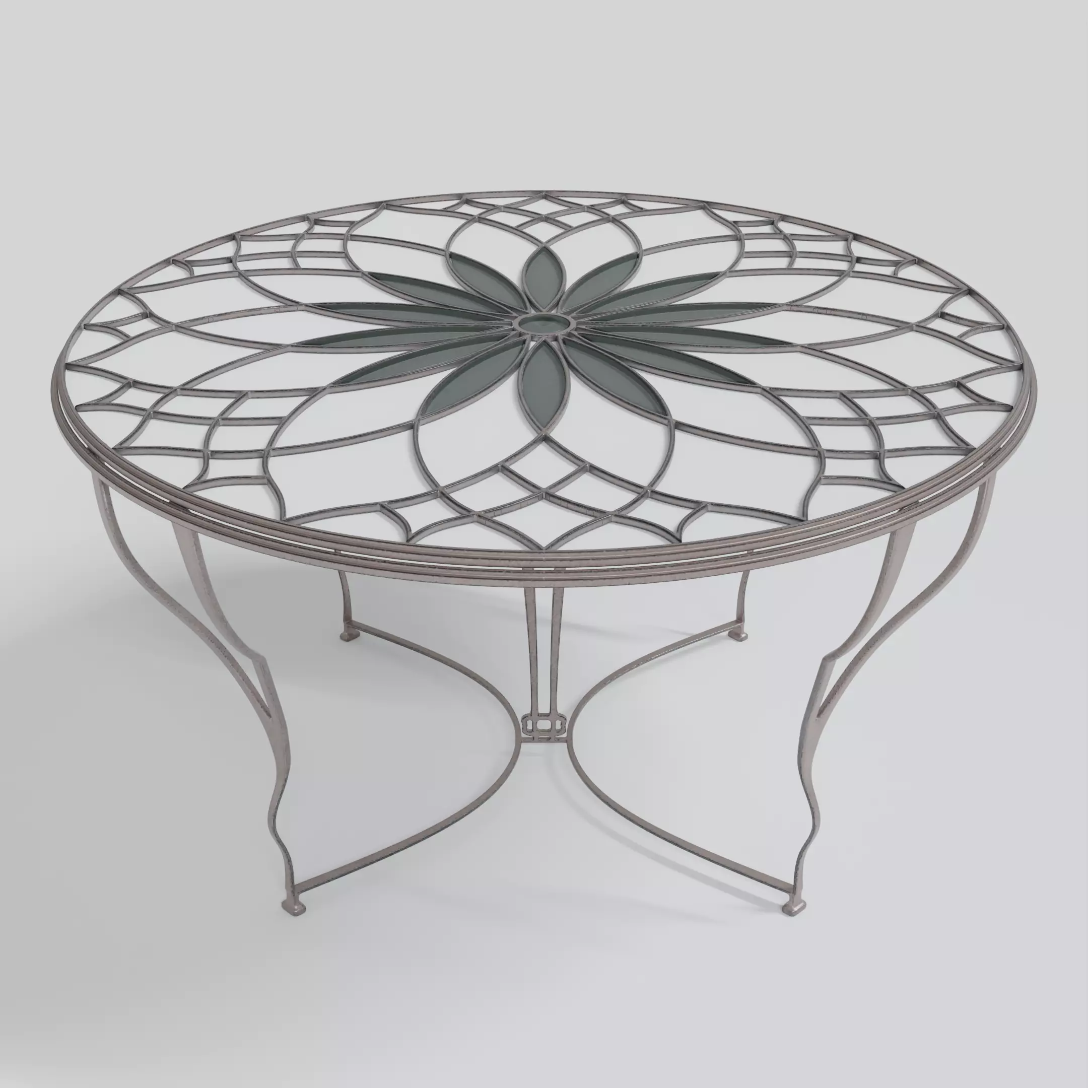Table -Art Deco Old Flower Design 3D model_0
