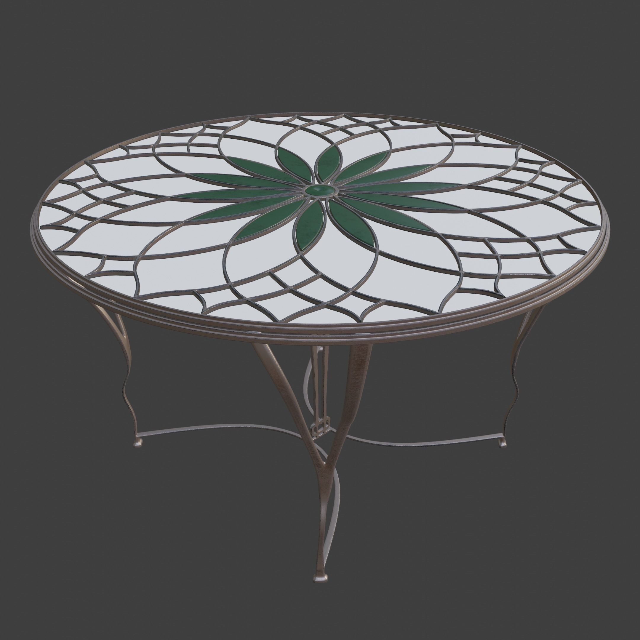 Table -Art Deco Old Flower Design 3D model_10