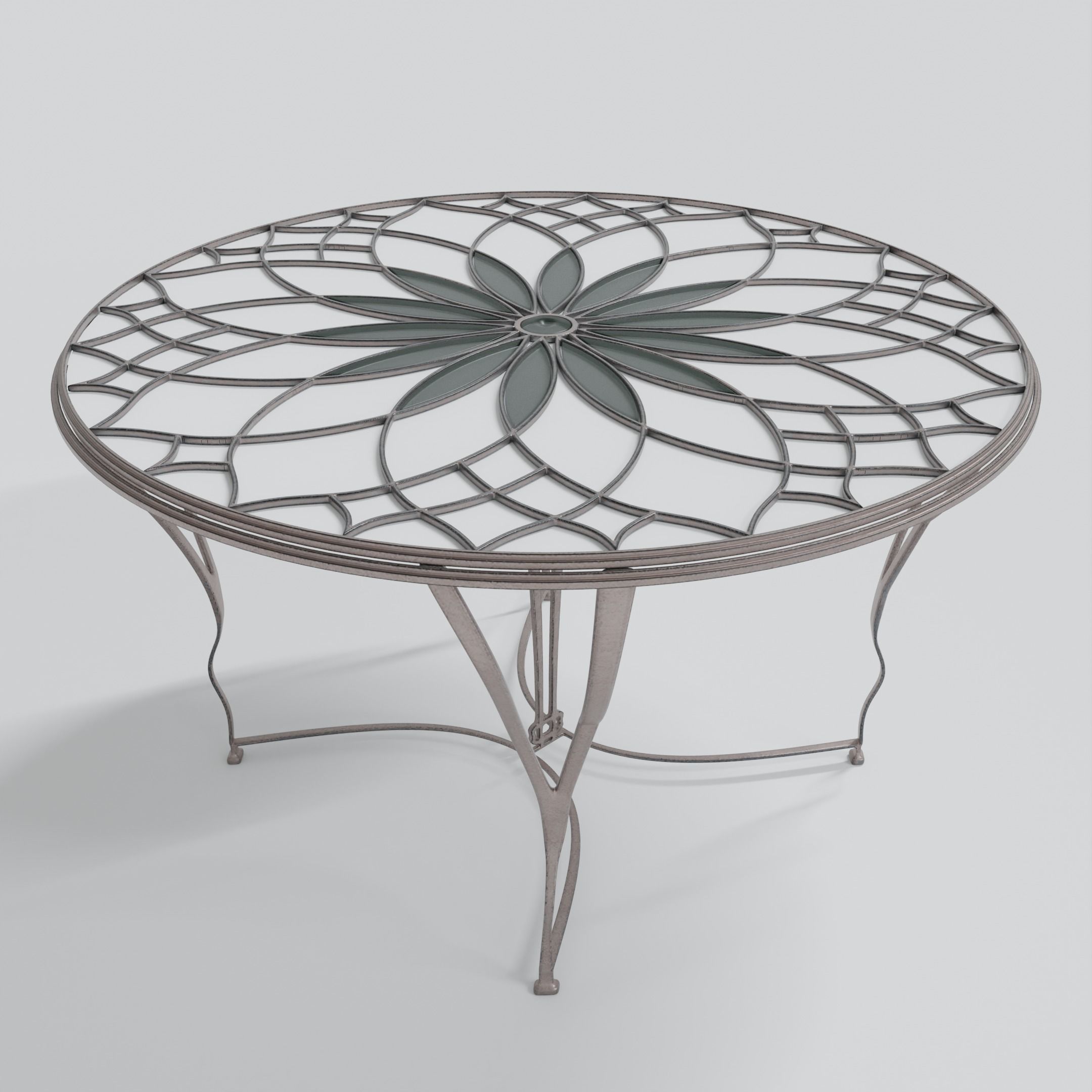 Table -Art Deco Old Flower Design 3D model_3
