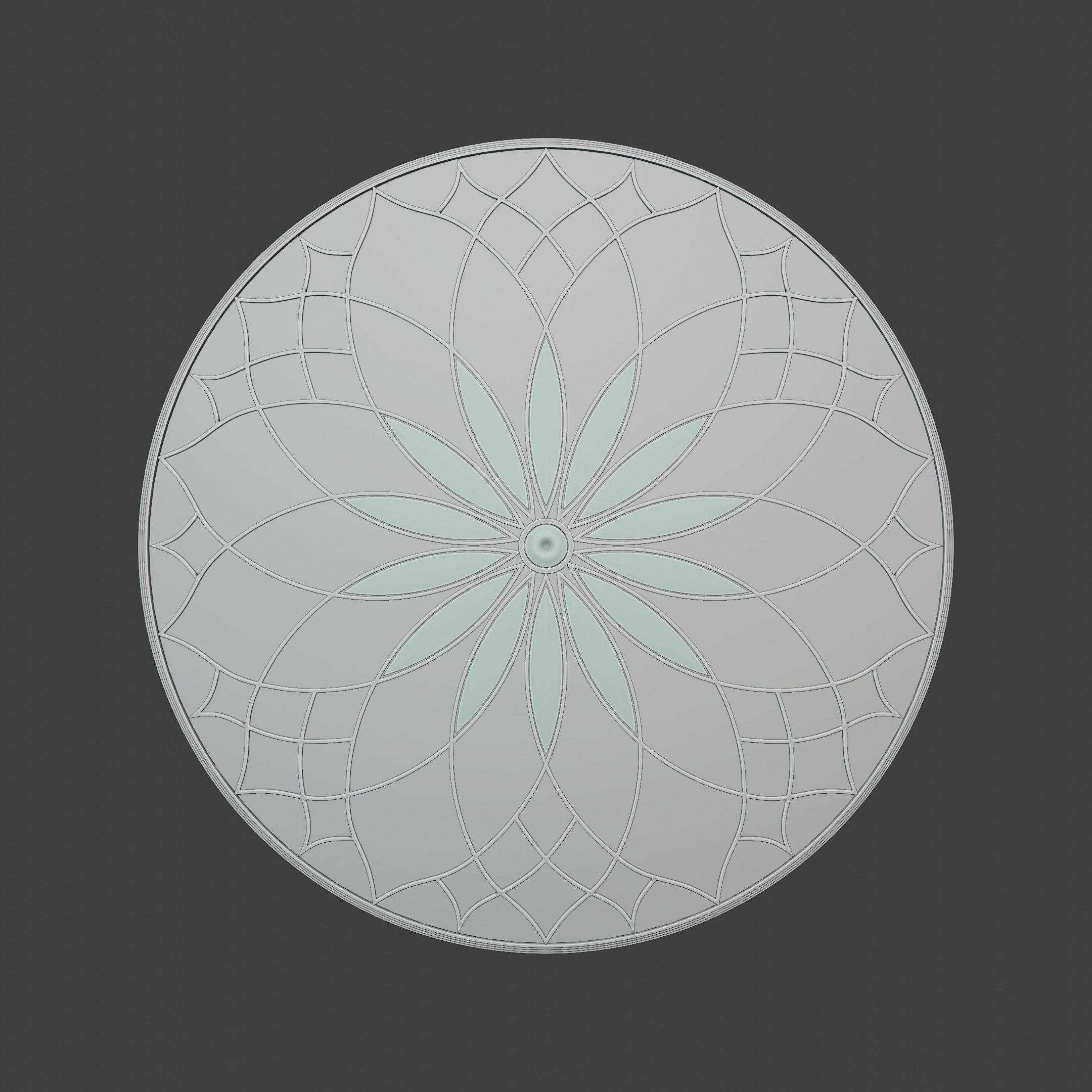 Table -Art Deco Old Flower Design 3D model_12