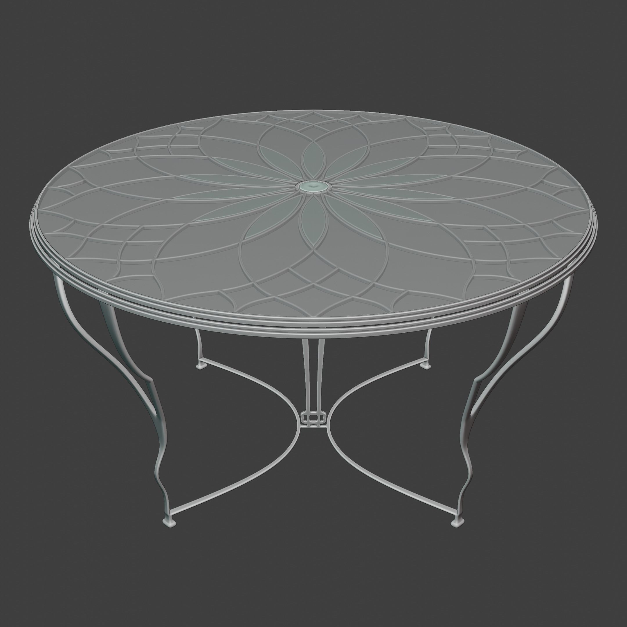 Table -Art Deco Old Flower Design 3D model_4