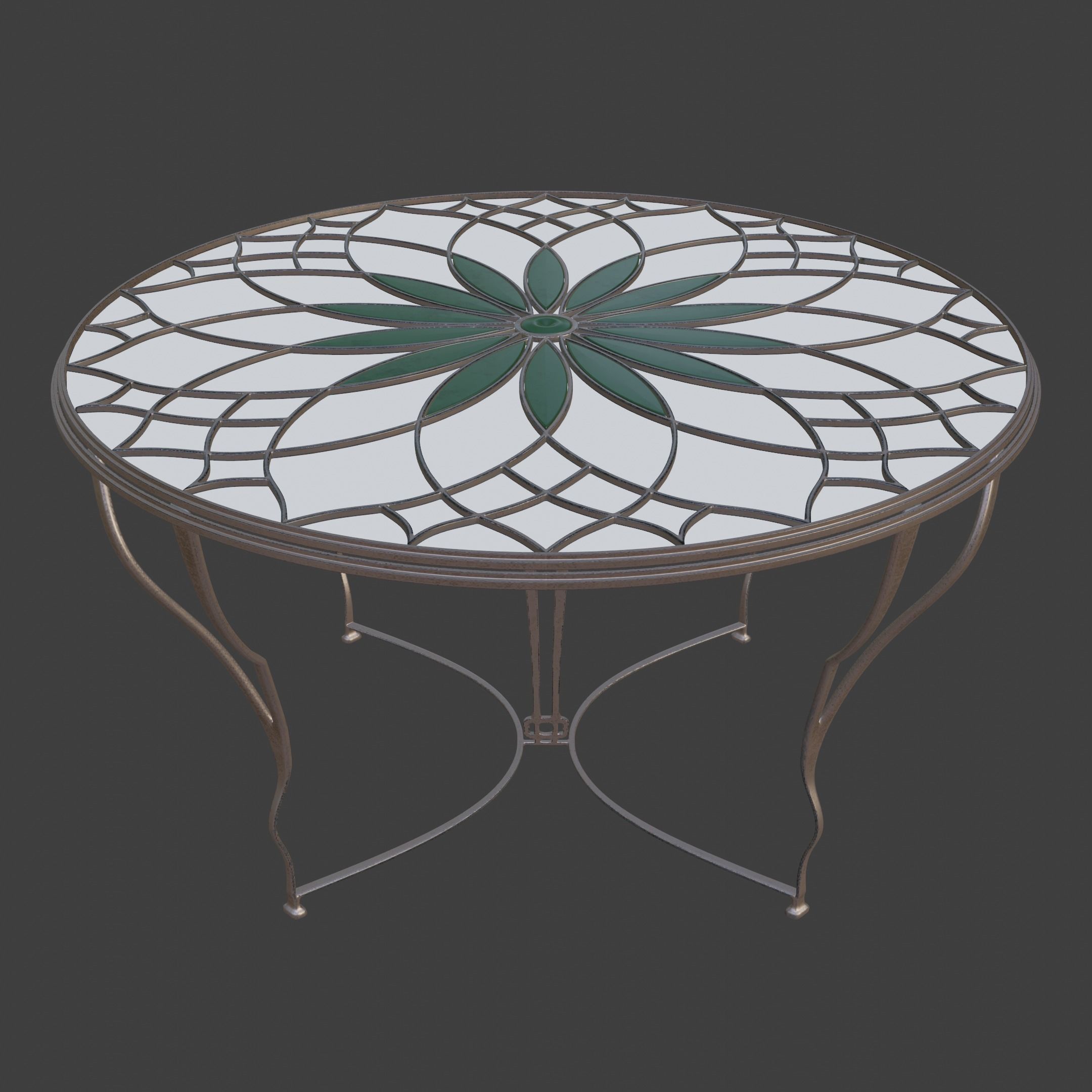 Table -Art Deco Old Flower Design 3D model_6