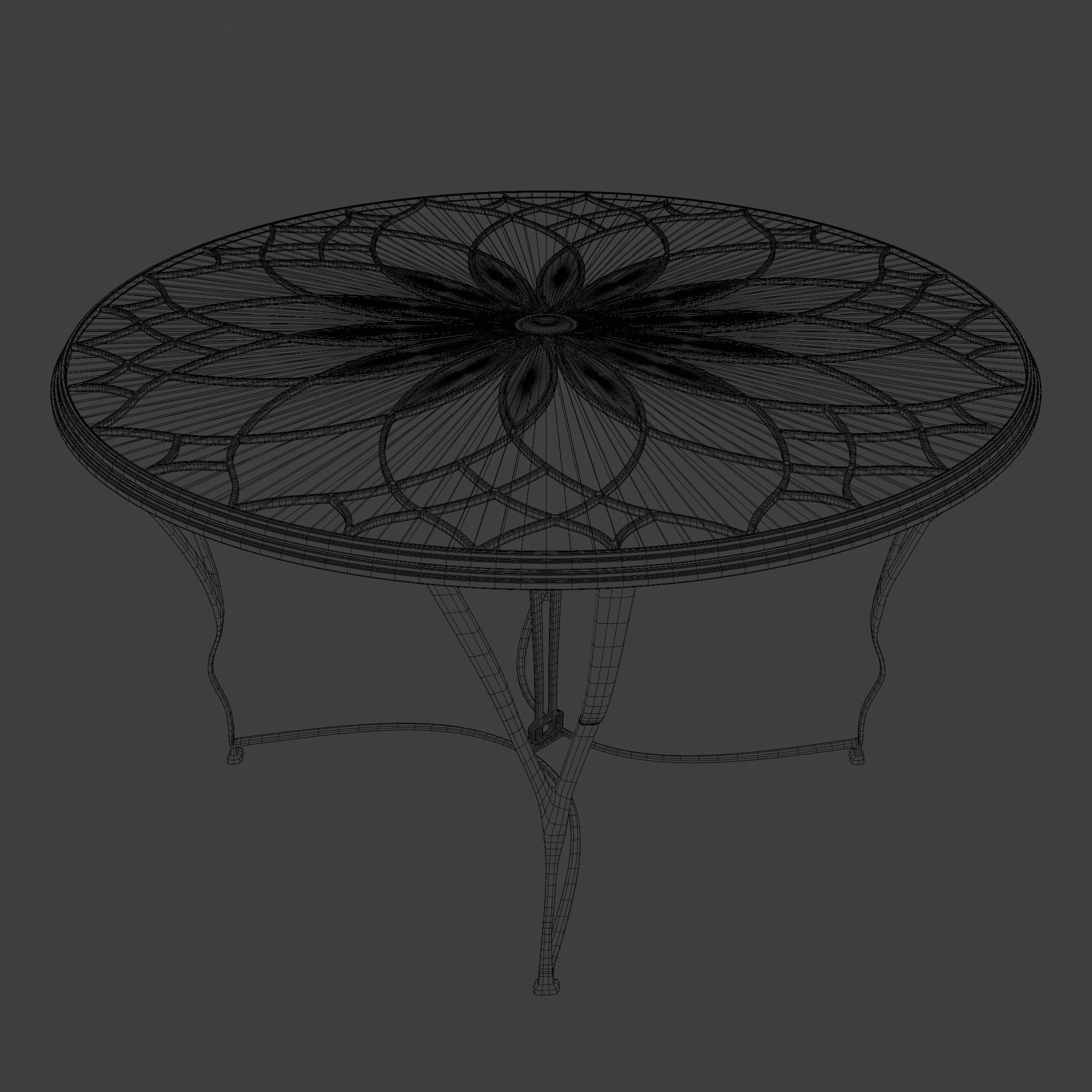 Table -Art Deco Old Flower Design 3D model_11