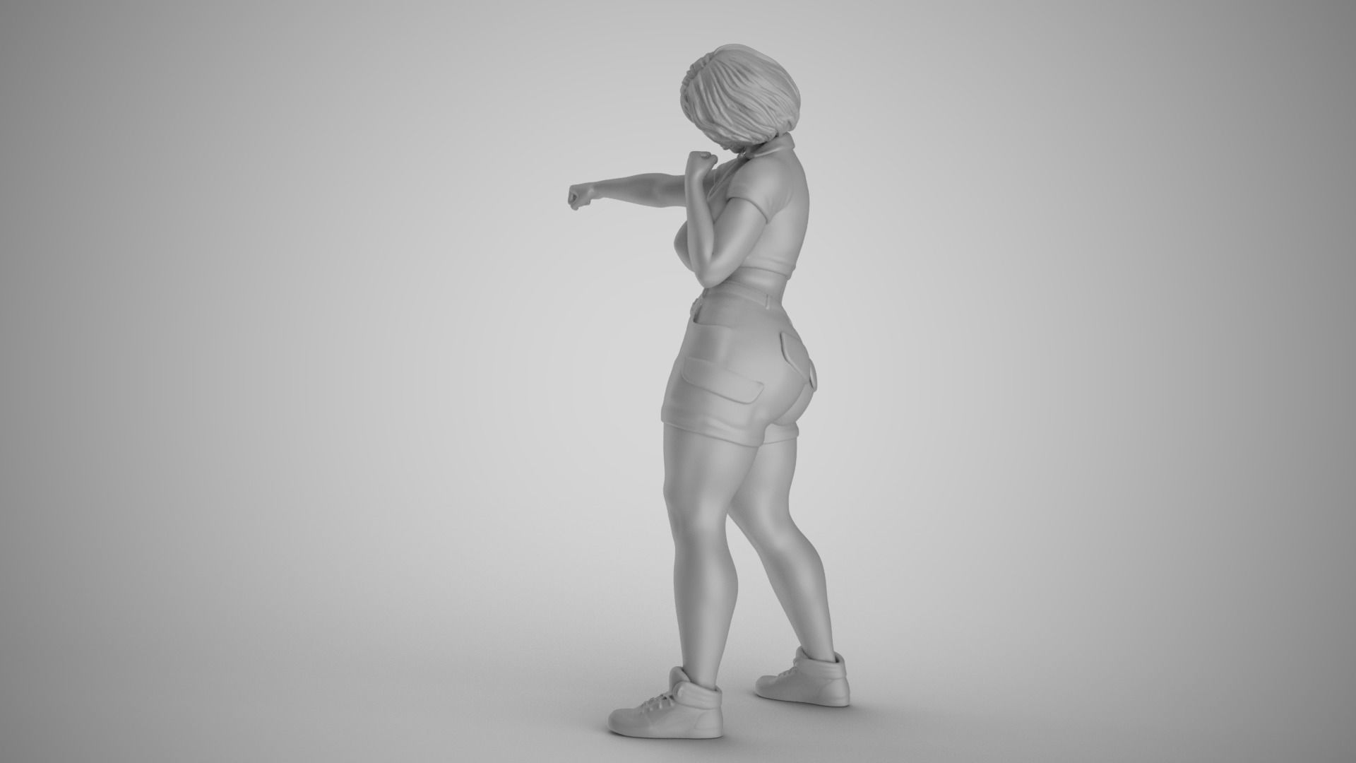 Street Brawler Girl 3D print model_1
