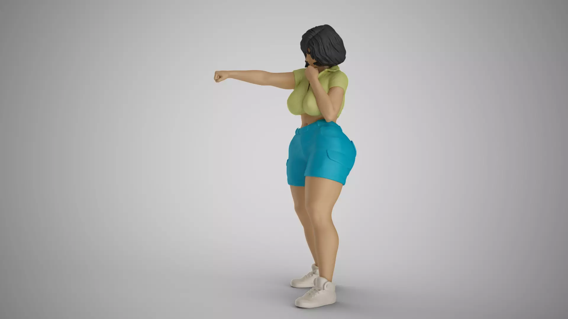 Street Brawler Girl 3D print model_0