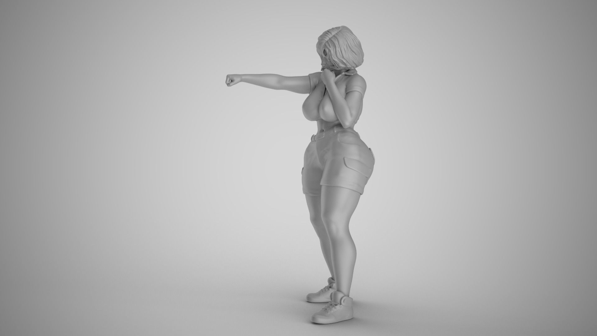 Street Brawler Girl 3D print model_2