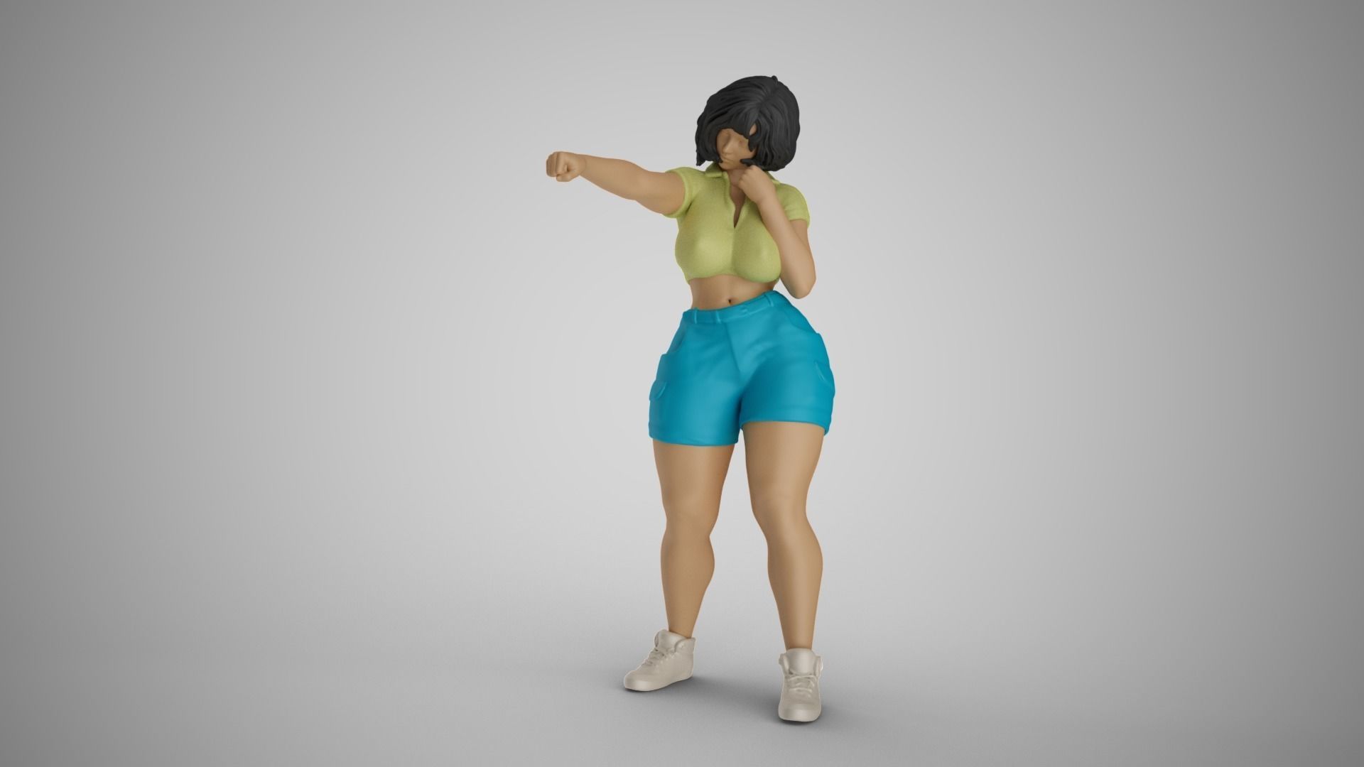 Street Brawler Girl 3D print model_11