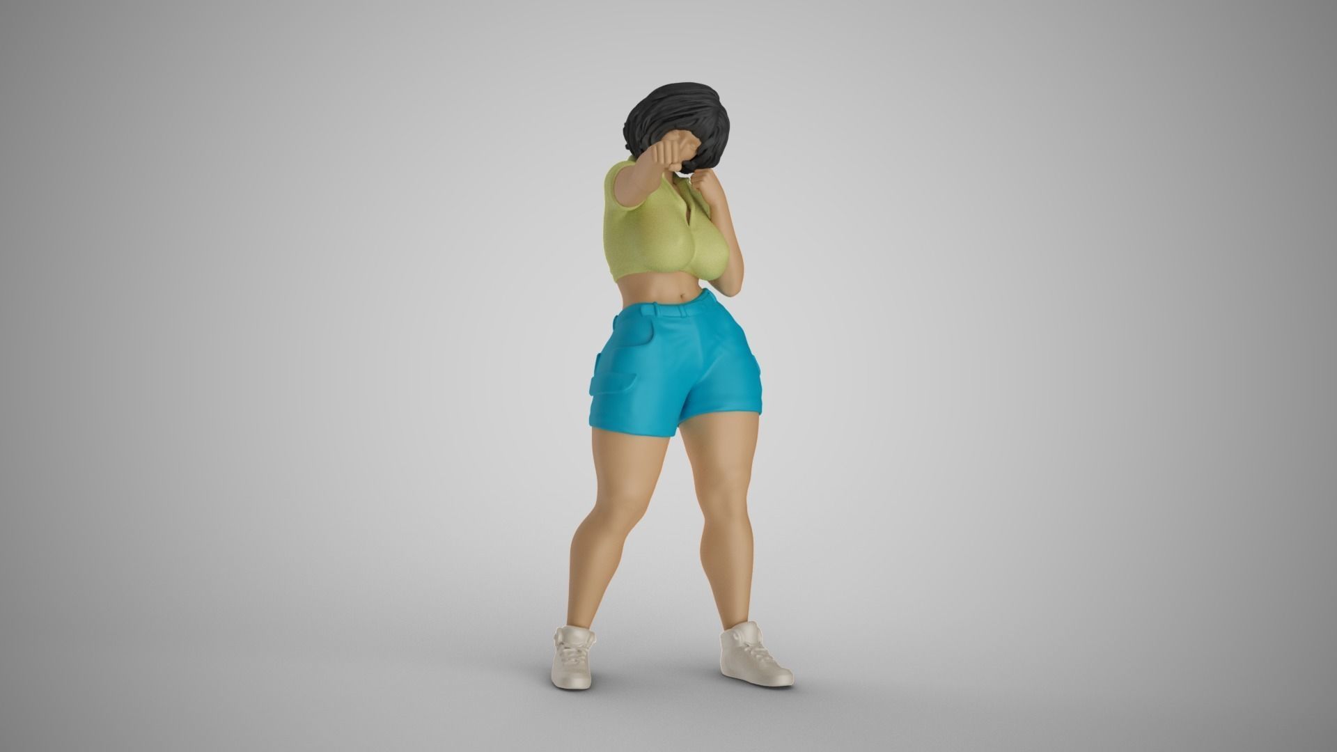 Street Brawler Girl 3D print model_16