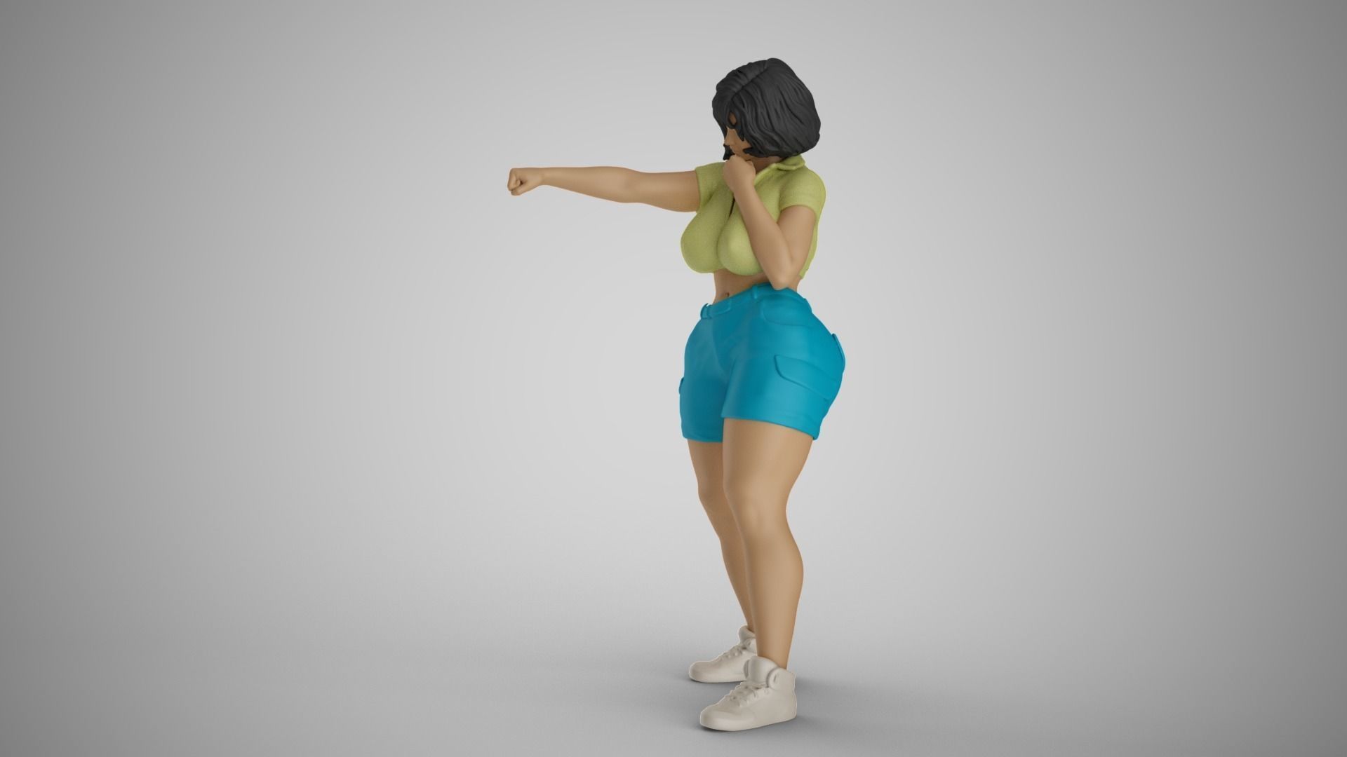 Street Brawler Girl 3D print model_15