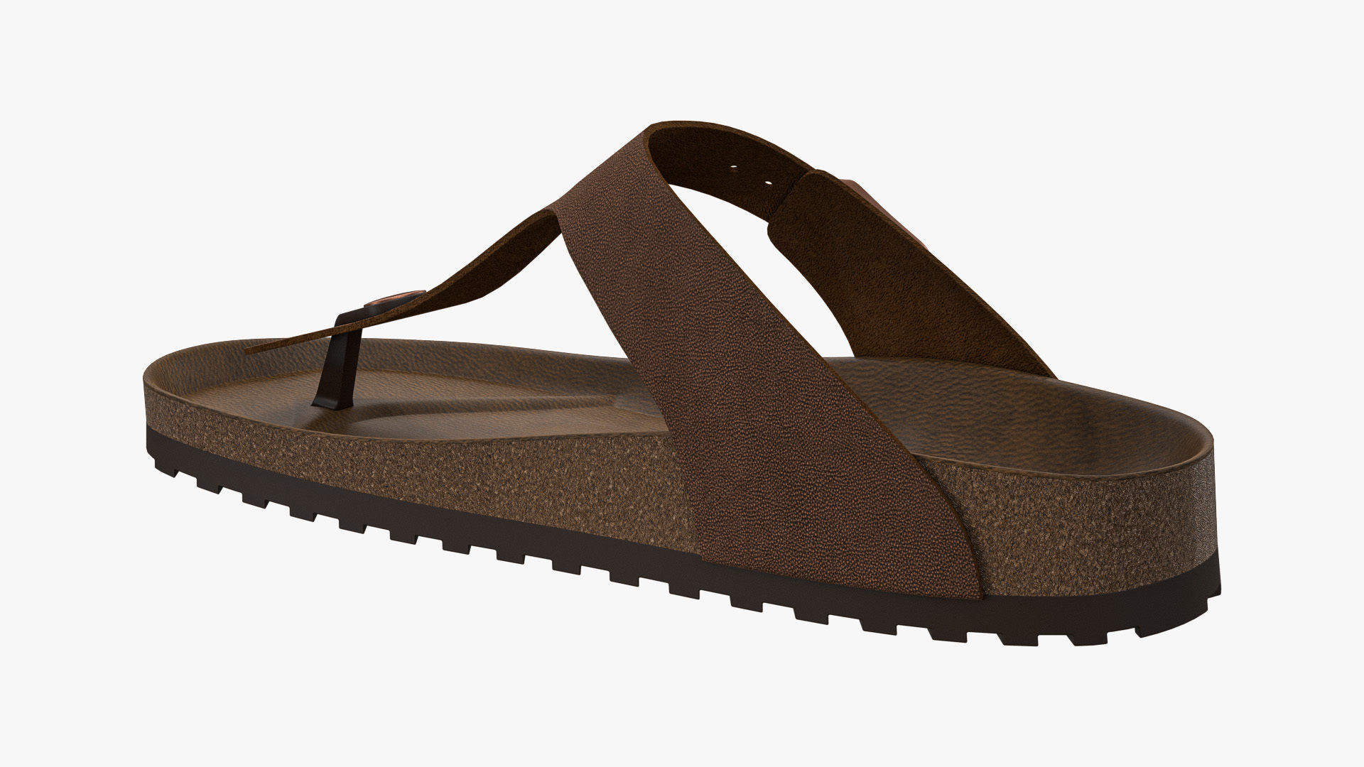 Thong Sandals Brown Leather 3D model_10
