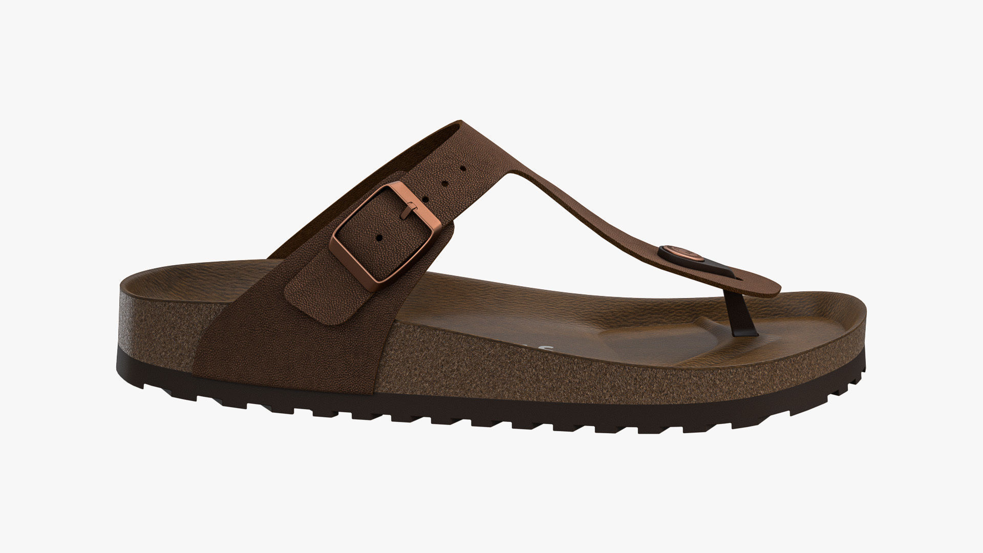Thong Sandals Brown Leather 3D model_6
