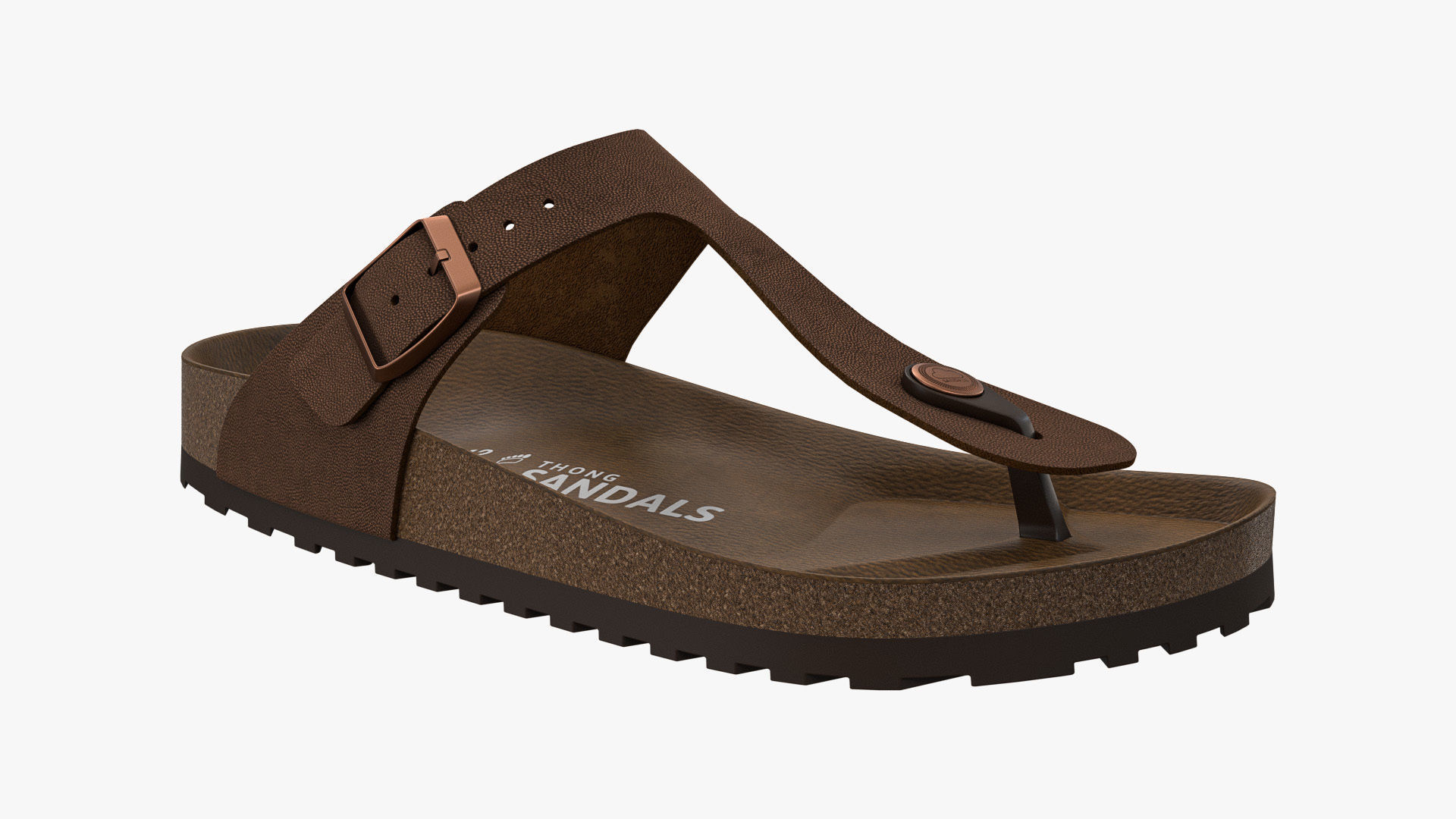 Thong Sandals Brown Leather 3D model_9