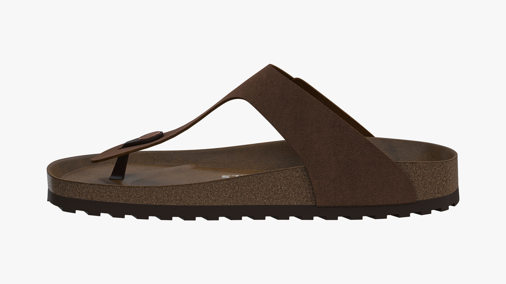 Thong Sandals Brown Leather 3D model_7