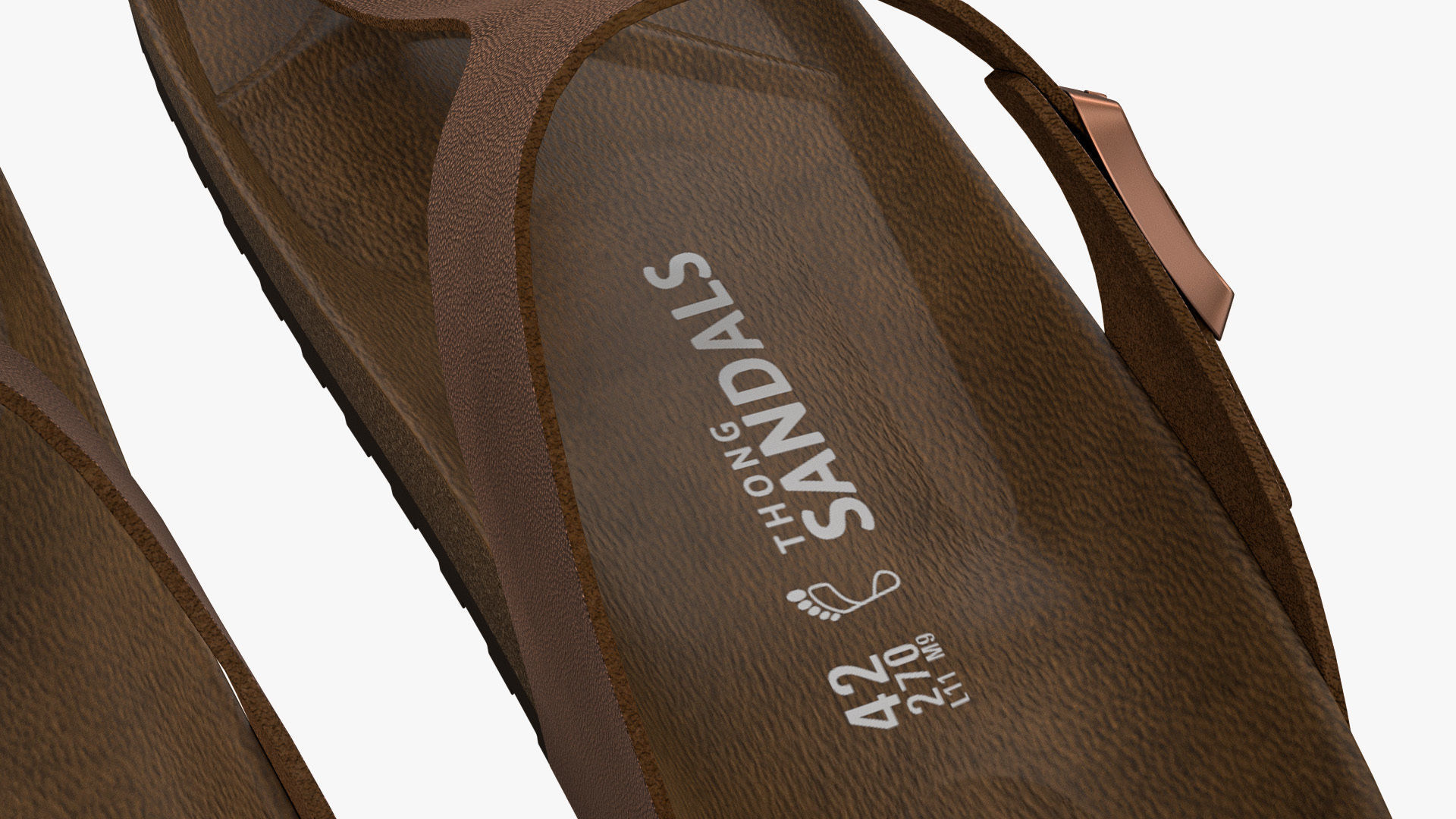 Thong Sandals Brown Leather 3D model_12