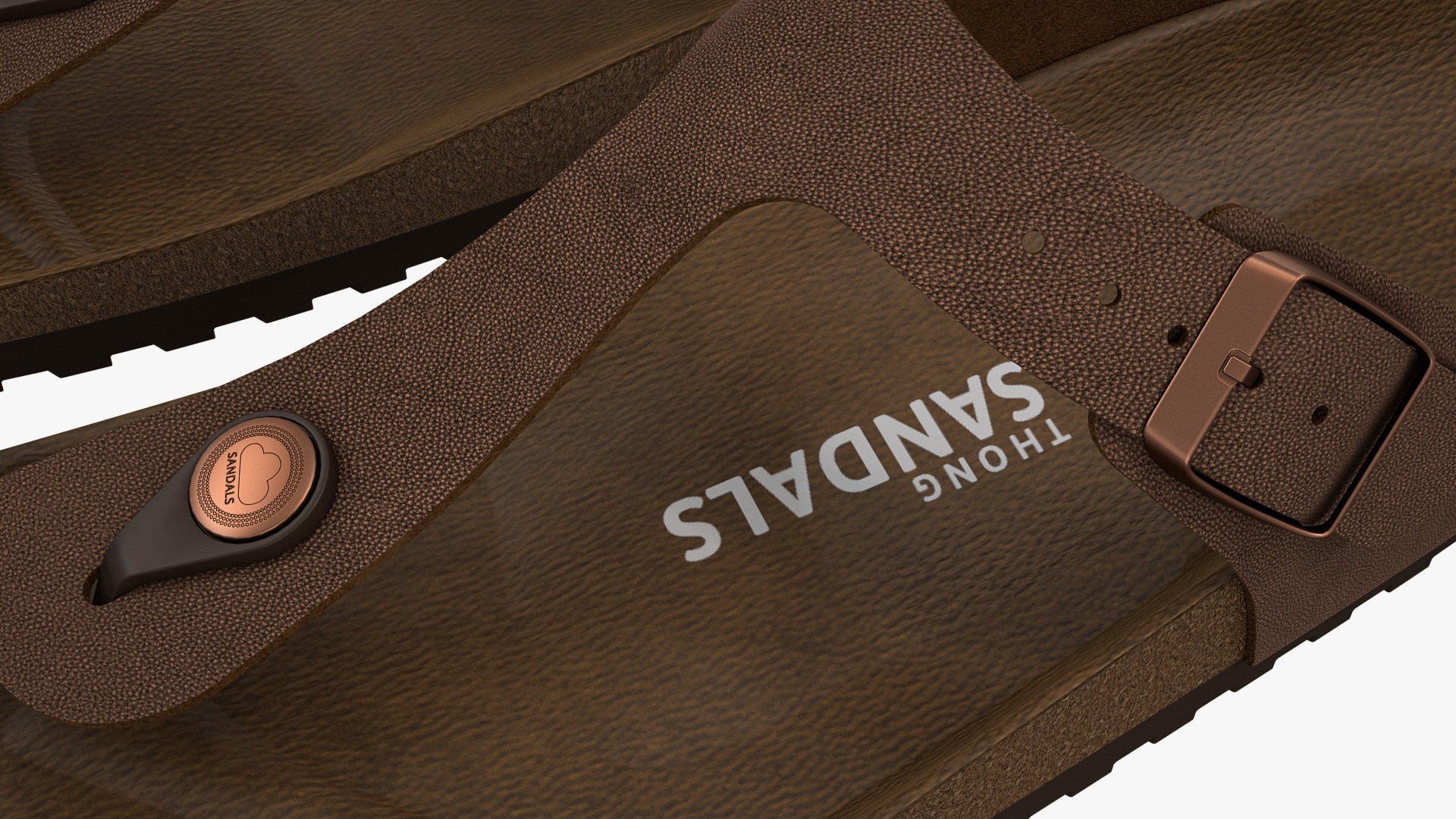 Thong Sandals Brown Leather 3D model_11