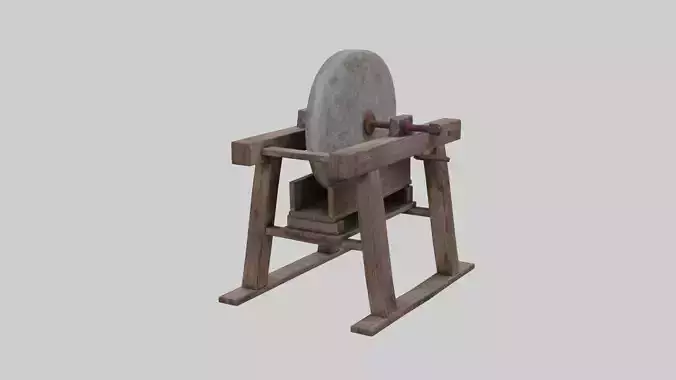 Low Poly Old Grindstone  PBR Game Ready Prop