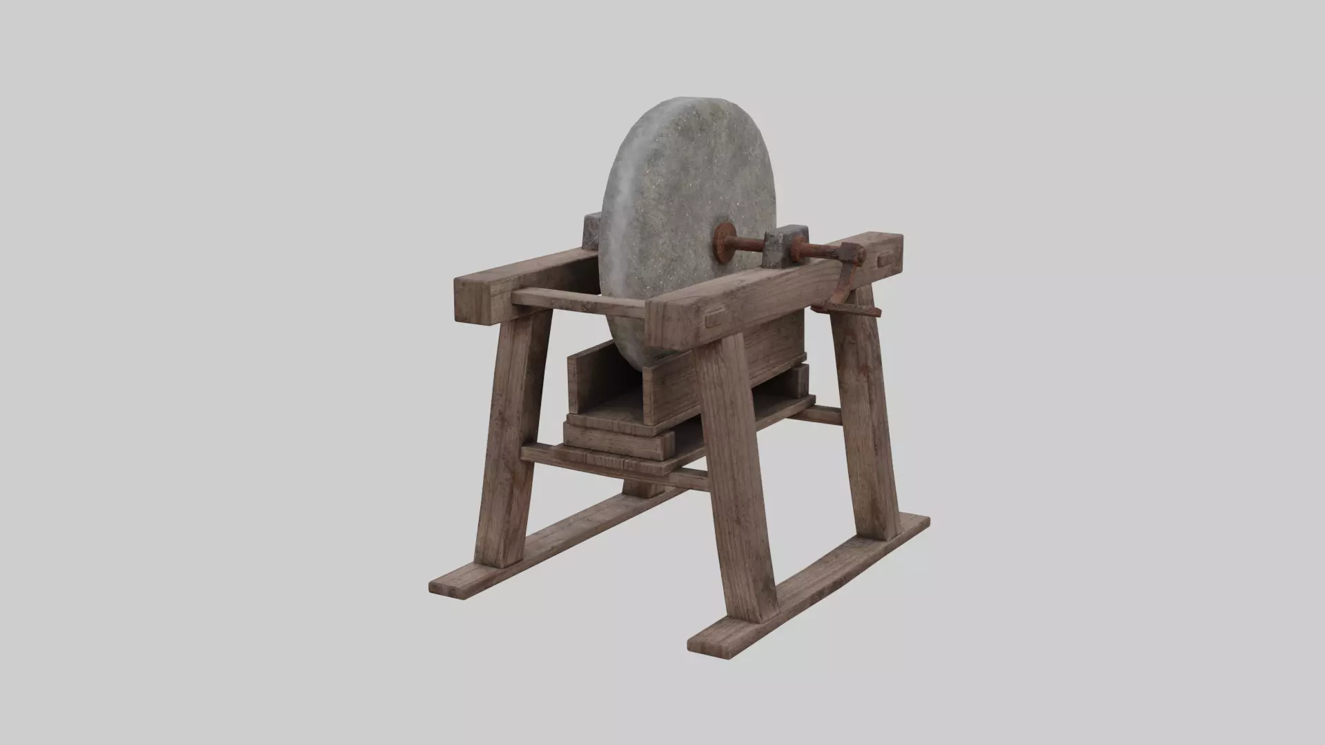 Low Poly Old Grindstone PBR Game Ready Prop Low-poly 3D model
